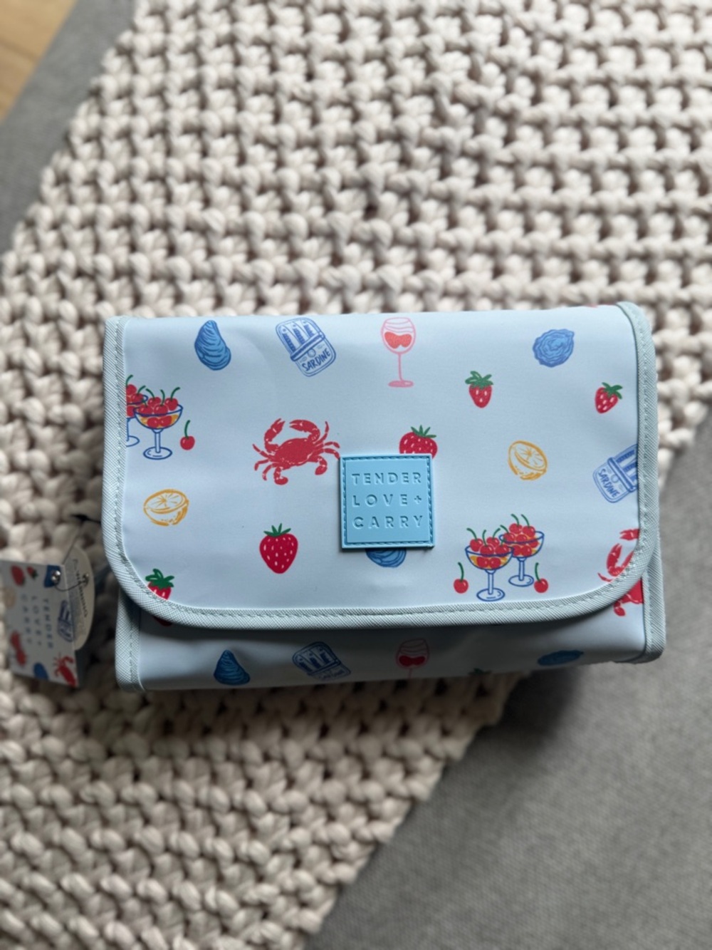 NEW Tender Love Carry Fold Over Toiletry Weekender Cosmetic Bag strawberry